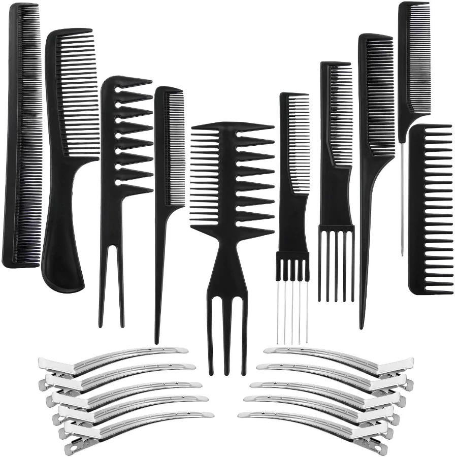 10 Pcs Salon Hairdressing Anti-Static Hair Cutting Comb Rat-Tail Comb Make-up Comb Clips - Image 3